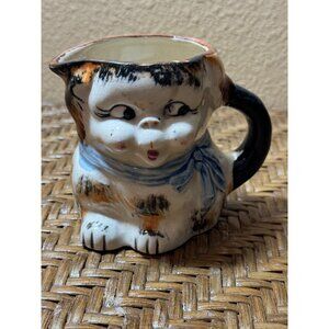 Antique Hand-Painted Ceramic Cat Creamer Creamer Handle Japan